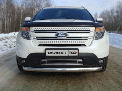Защита передняя овальная короткая 75-42 мм ТСС для Ford Explorer 2011-2015