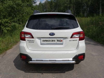Защита заднего бампера овальная 75х42 мм ТСС для Subaru Outback 2015-2021
