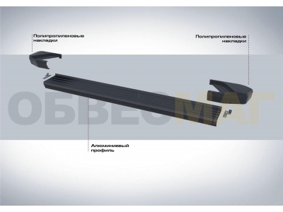 Пороги алюминиевые Rival Black New для Kia Sorento Prime 2018-2021
