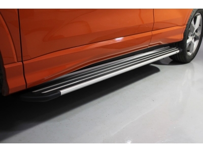 Пороги алюминиевые Slim Line Silver ТСС для Audi Q3 2019-2021